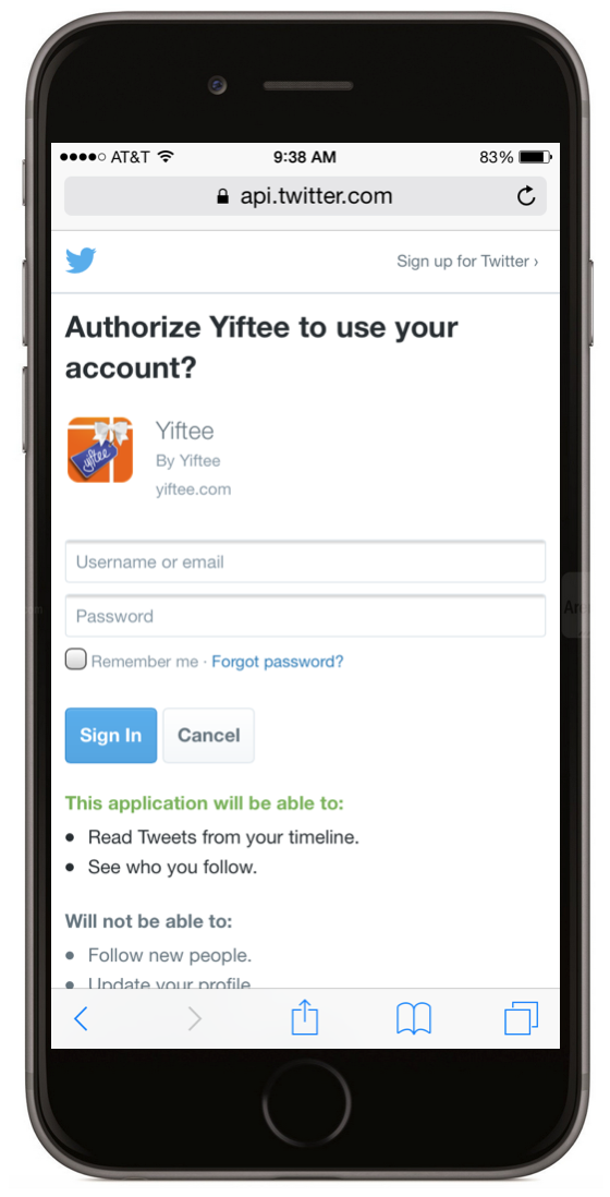 Authorizing Twitter Account